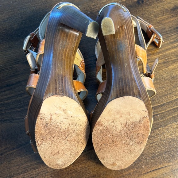 Coach Stefanie Vacchetta Camel Leather High Heeled‎ Strappy Sandal Shoes Sz 9.5B - Picture 8 of 10